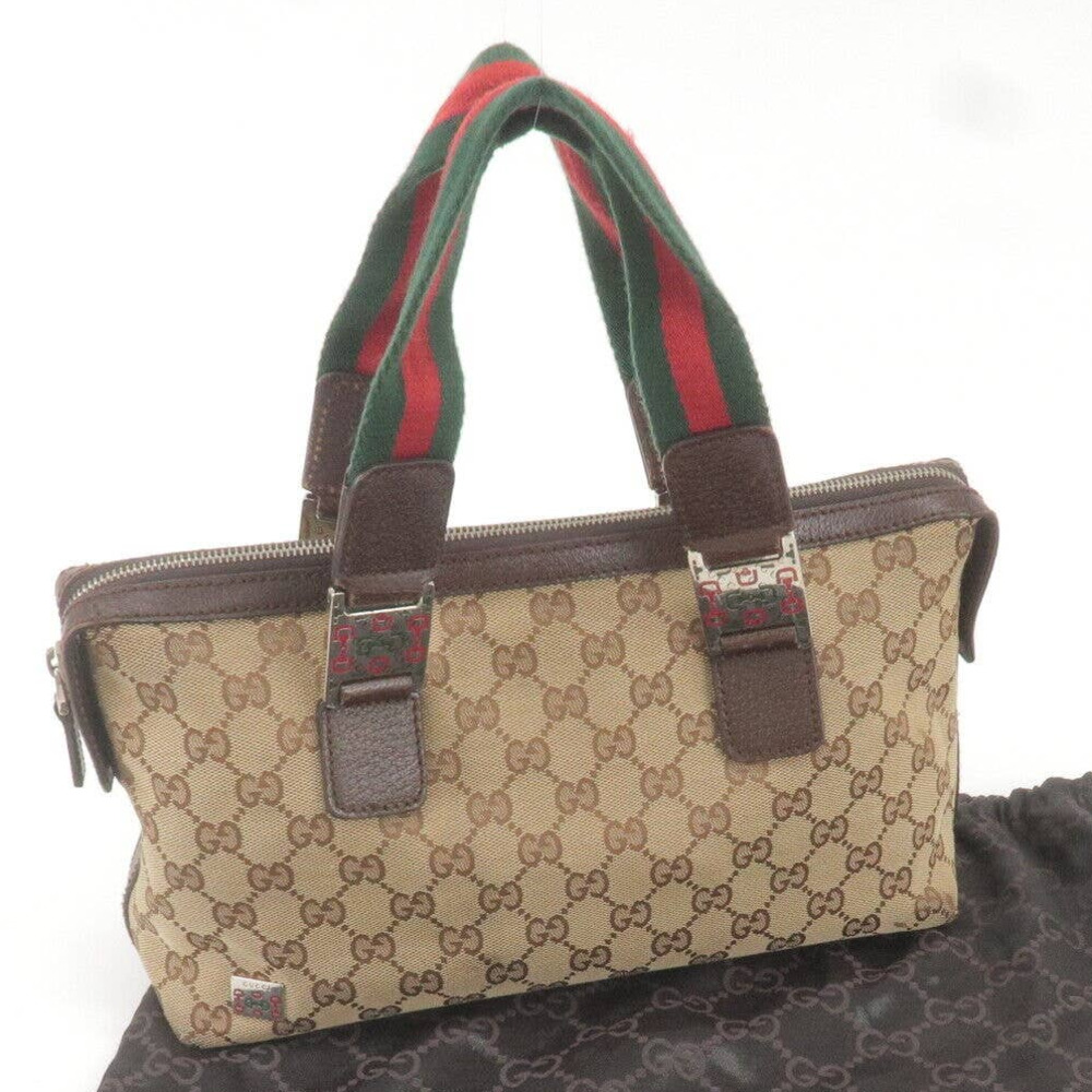 💎✨BEAUTIFUL✨💎 GUCCI Sherry GG Canvas Leather Hand Bag